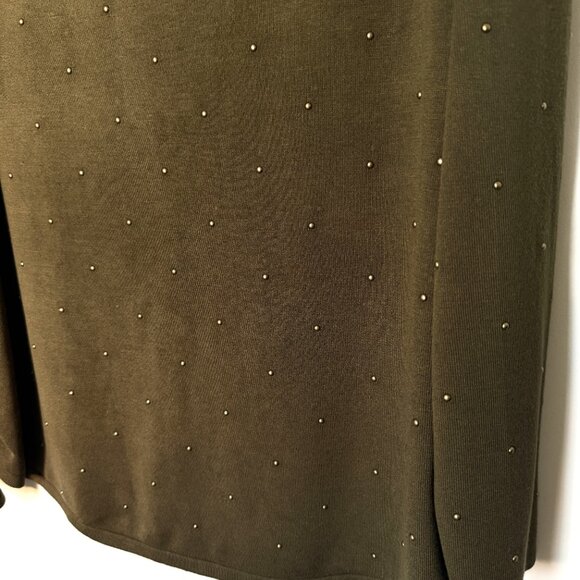 CHICO"S Sweater Women's knitted dark green long sleeve cardigan size 2 - Picture 4 of 14